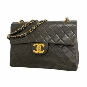 Chanel Shoulder Bag, Large Matelassé, Double Chain, Lambskin, Black, Women's